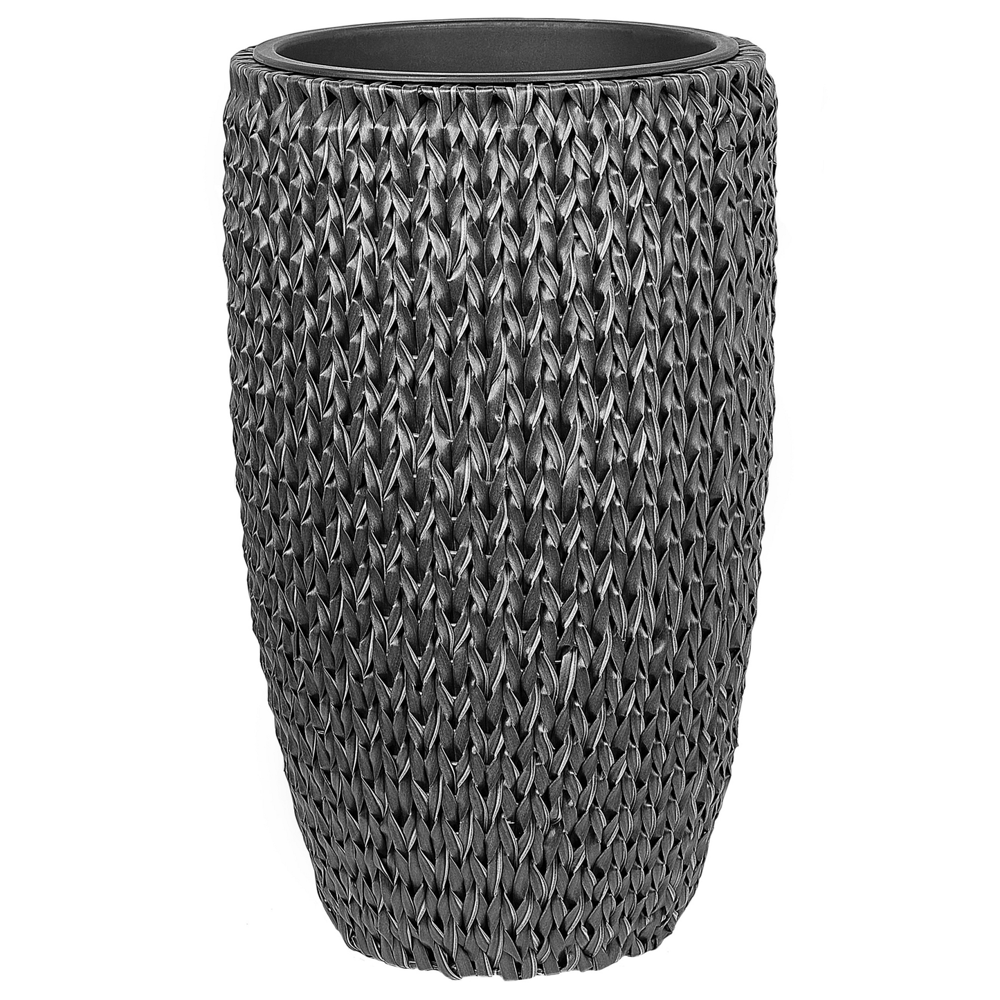 Set mit 2 Blumentöpfen CEDRUS PE Rattan 37/45 cm Schwarz