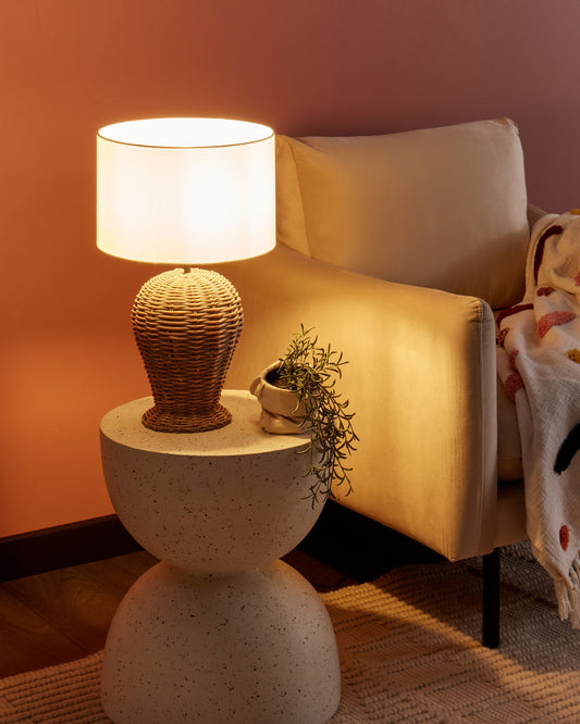 Tischleuchte FURELOS Rattan Naturfarben