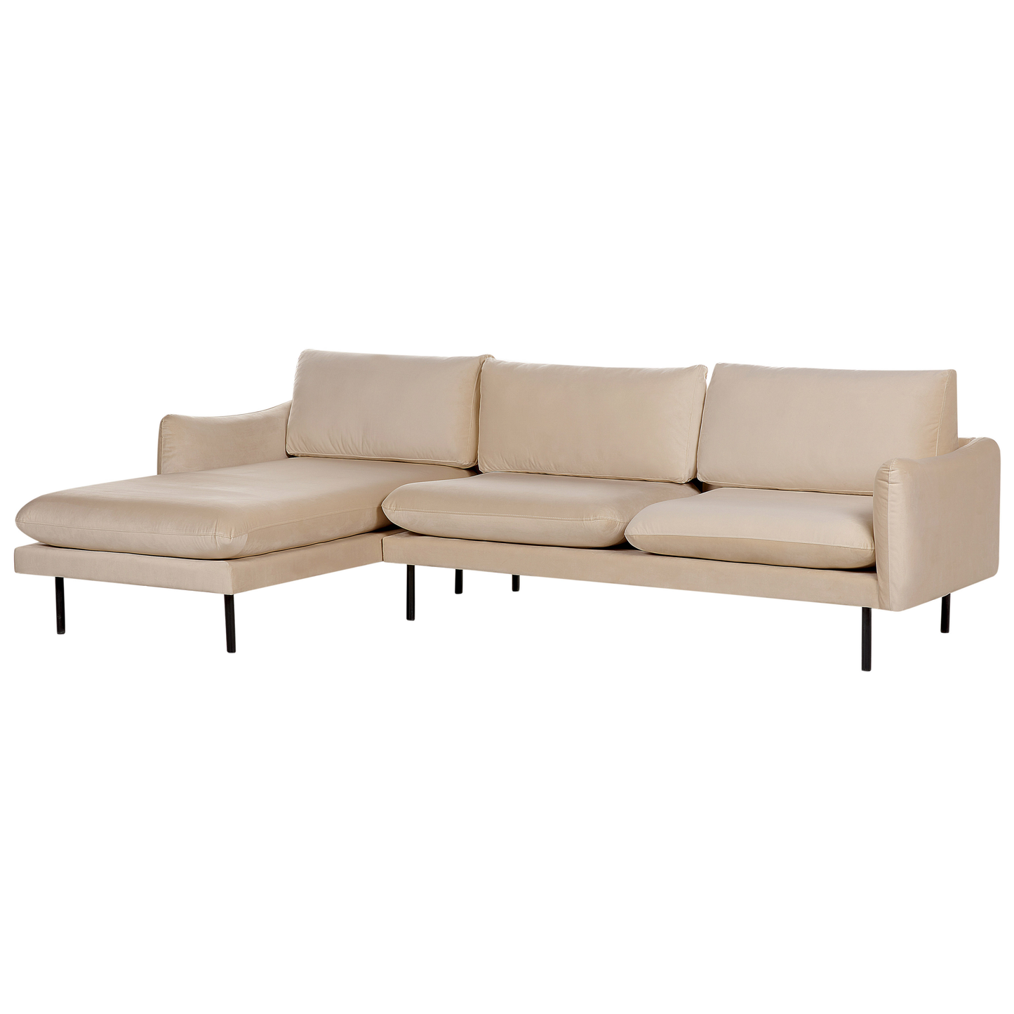 4-Sitzer Ecksofa Samtstoff beige rechtsseitig VINTERBRO