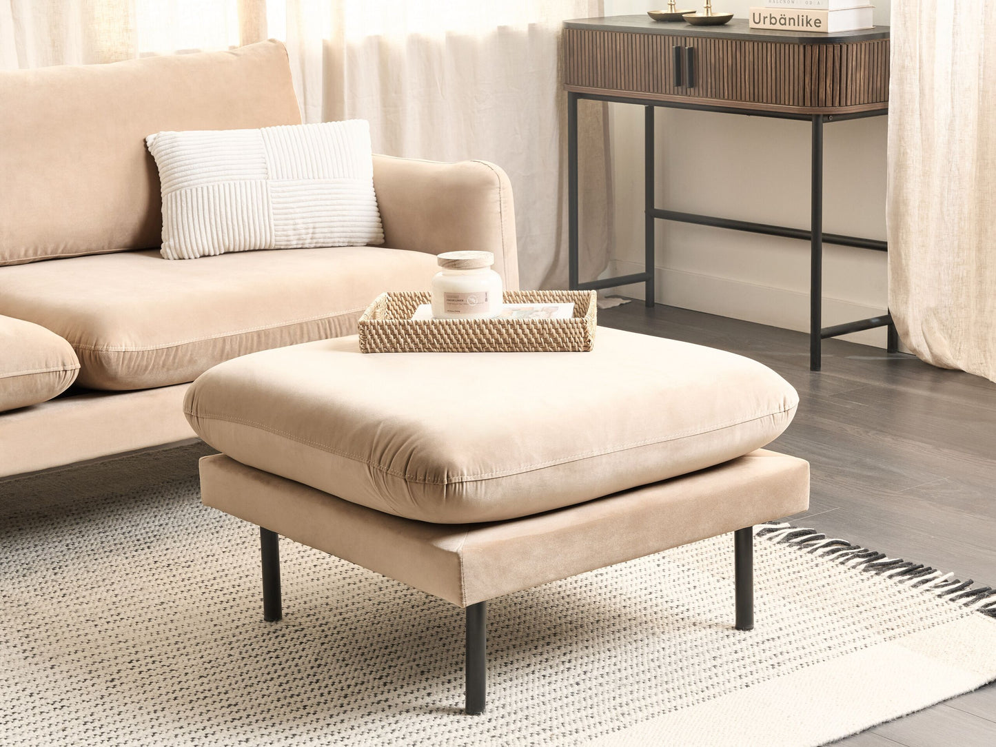Ottomane VINTERBRO Samtstoff Beige