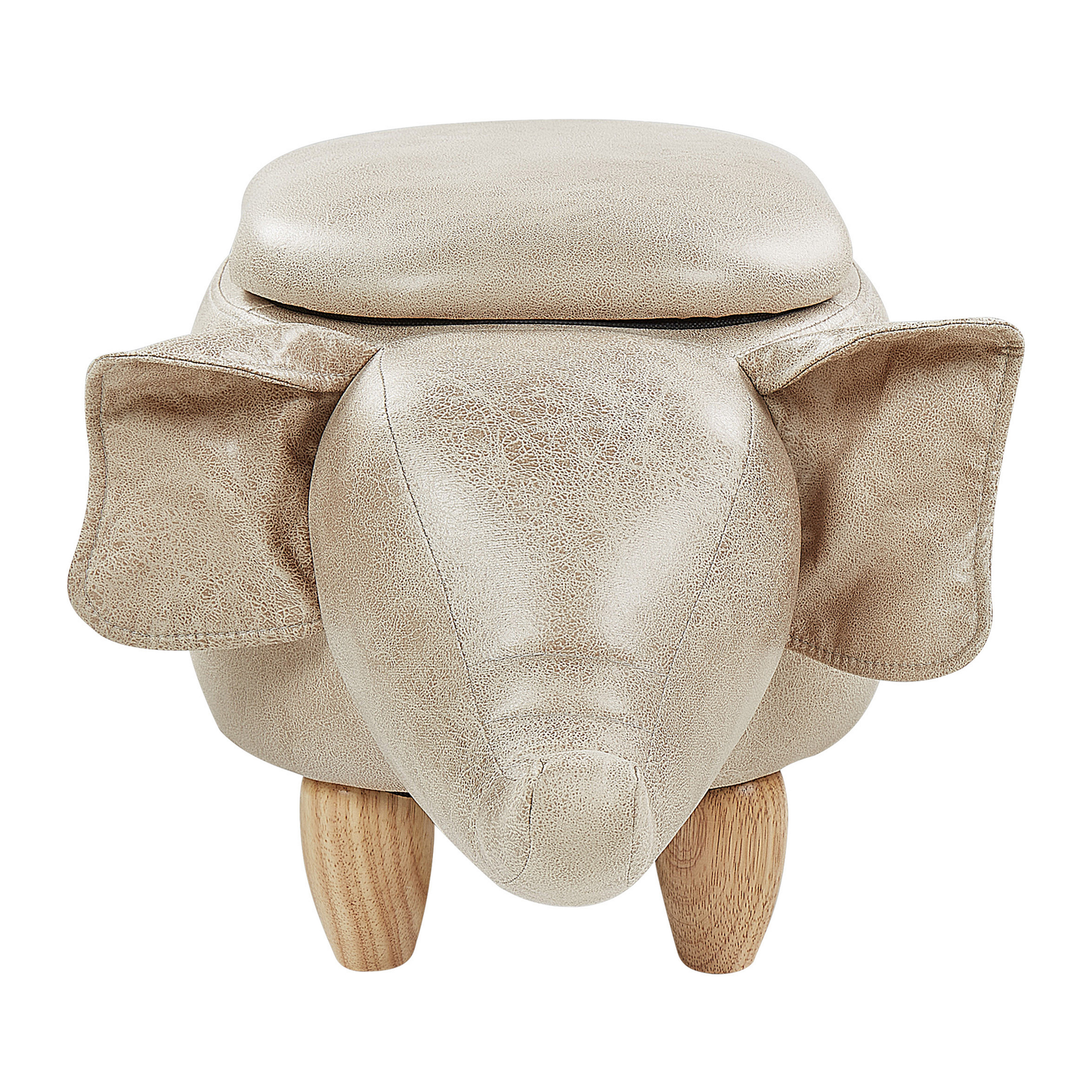 Tierhocker mit Stauraum Lederoptik taupe Elefantenform ELEPHANT