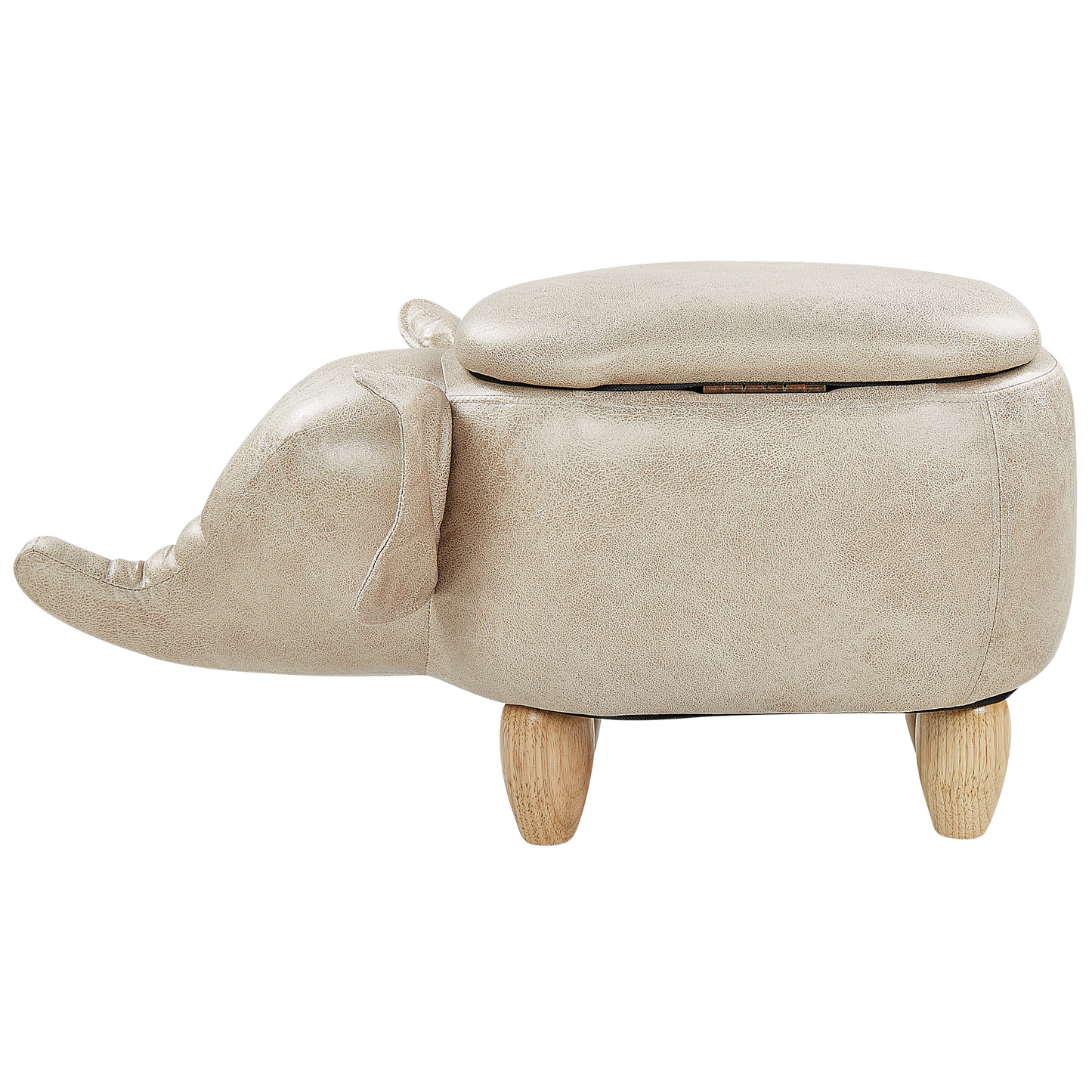 Tierhocker mit Stauraum Lederoptik taupe Elefantenform ELEPHANT