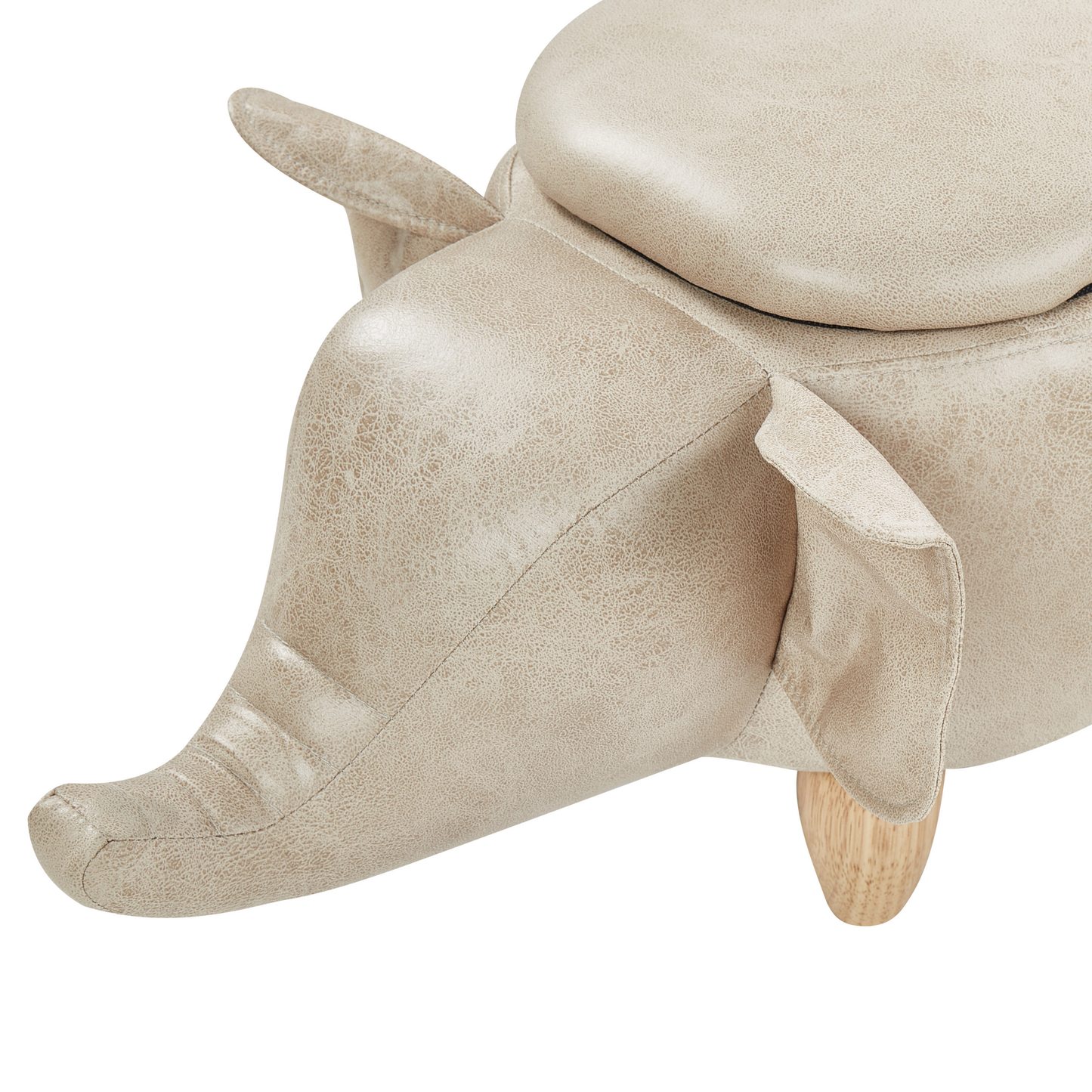 Tierhocker mit Stauraum Lederoptik taupe Elefantenform ELEPHANT