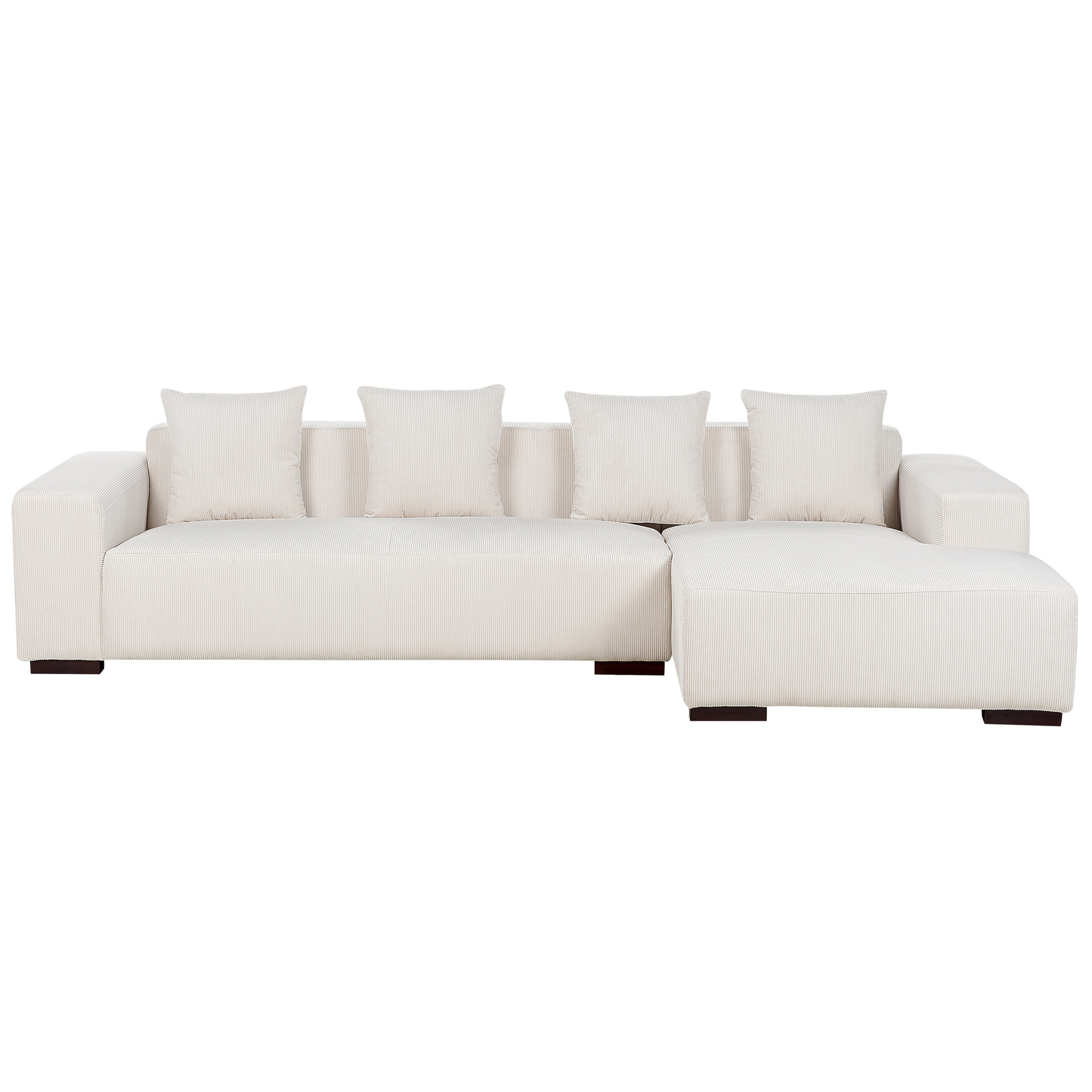 4-Sitzer Ecksofa Cord cremeweiss linksseitig LUNGO