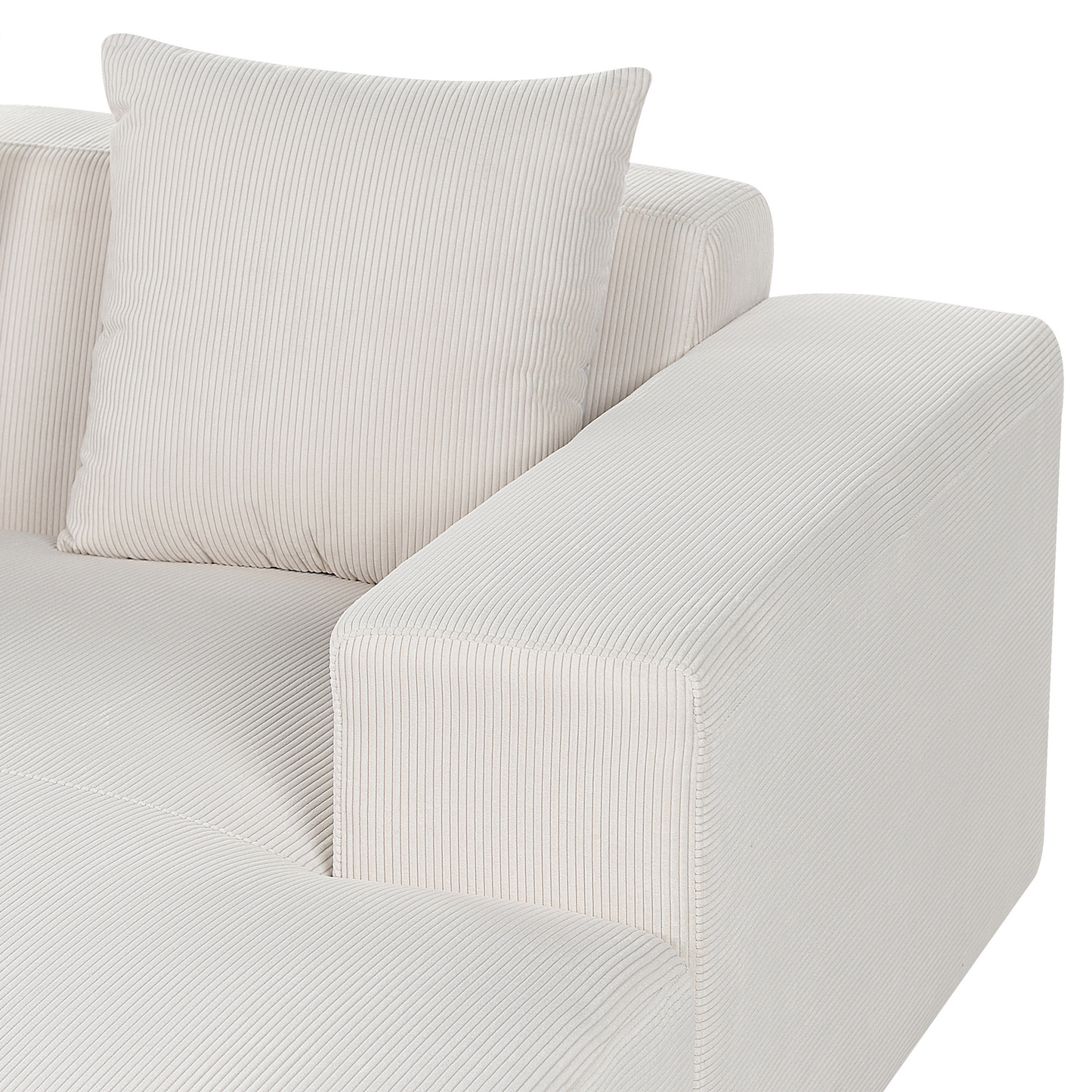 4-Sitzer Ecksofa Cord cremeweiss linksseitig LUNGO