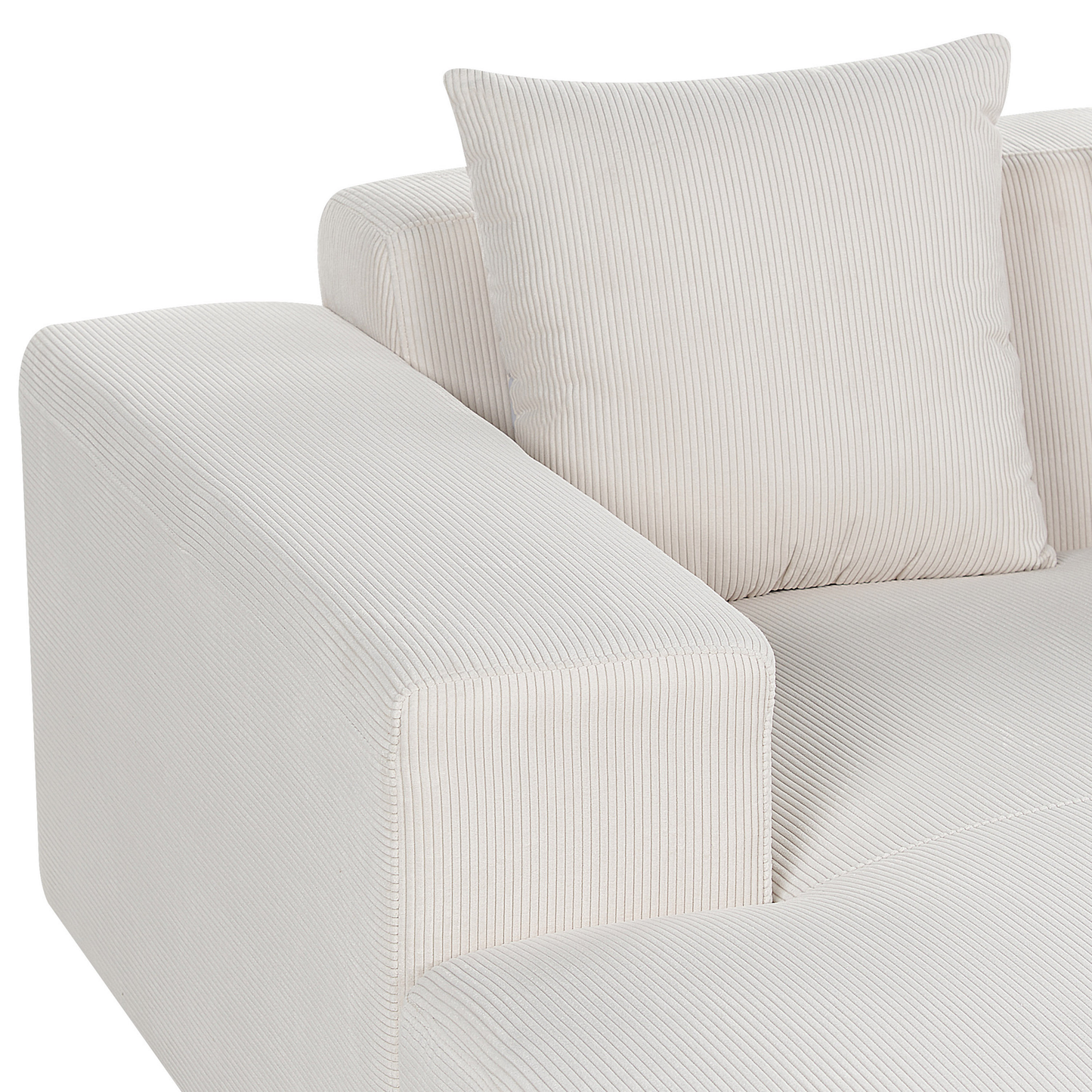 4-Sitzer Ecksofa Cord cremeweiss rechtsseitig LUNGO