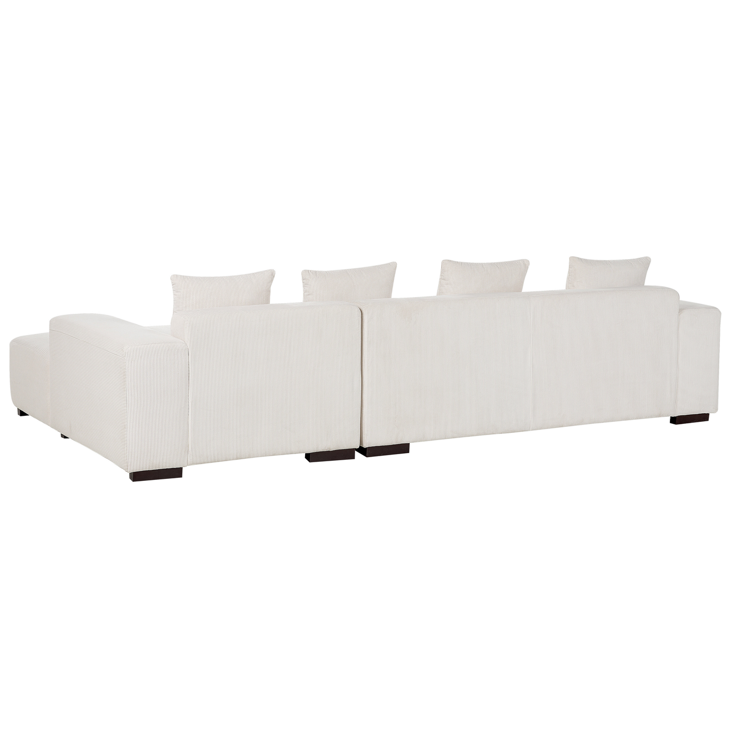 4-Sitzer Ecksofa Cord cremeweiss linksseitig mit Ottomane LUNGO