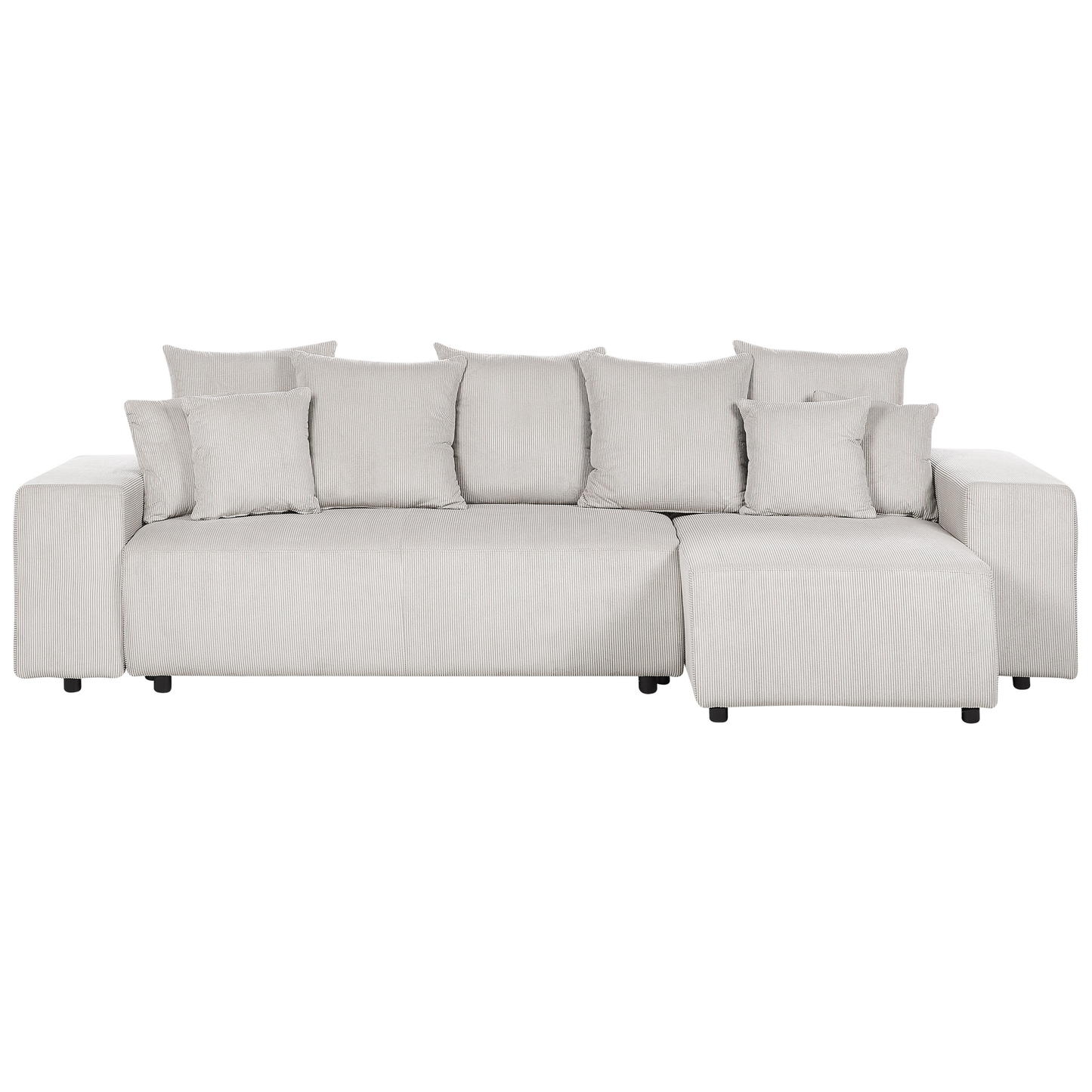 3-Sitzer Ecksofa Cord hellbeige linksseitig mit Schlaffunktion Stauraum LUSPA