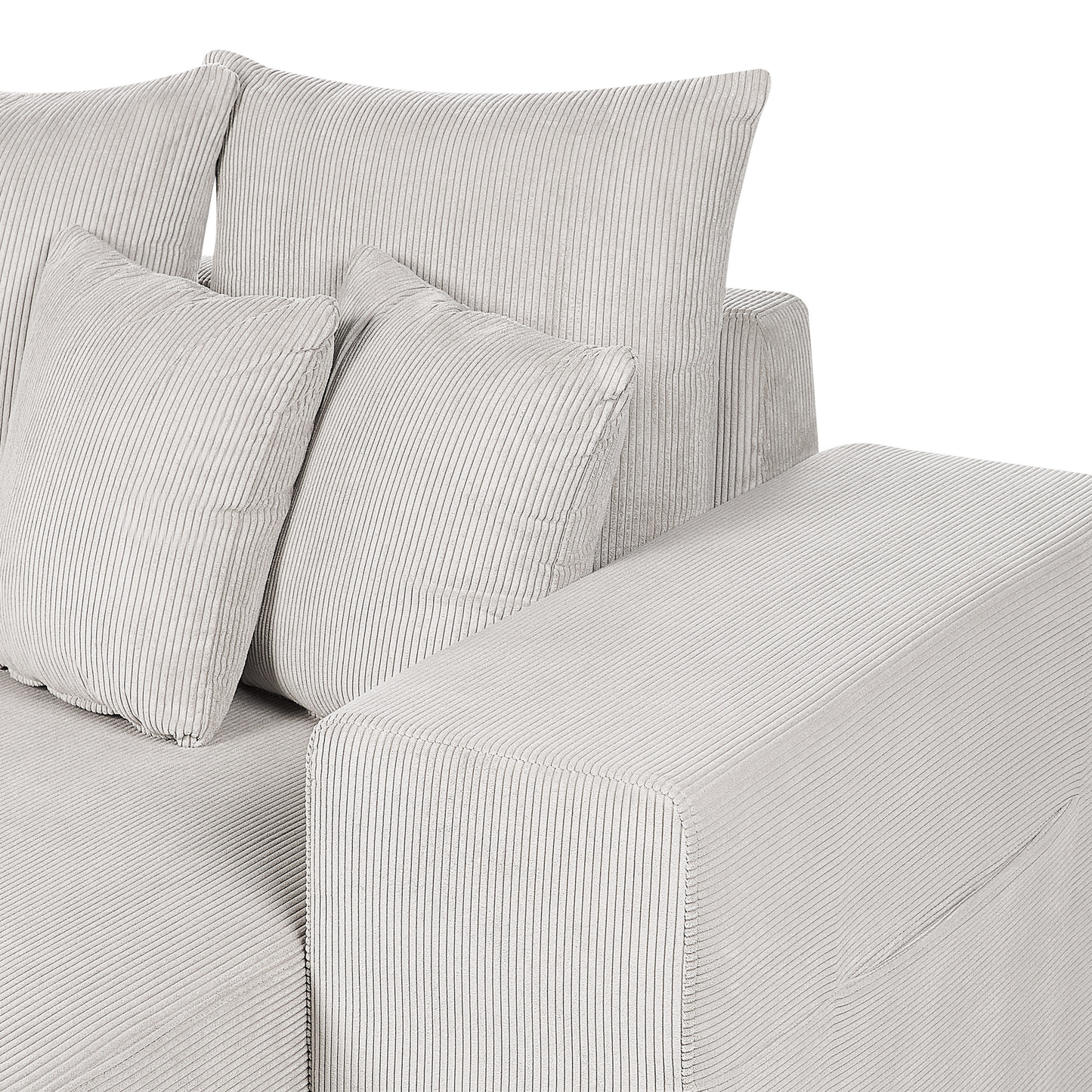 3-Sitzer Ecksofa Cord hellbeige linksseitig mit Schlaffunktion Stauraum LUSPA