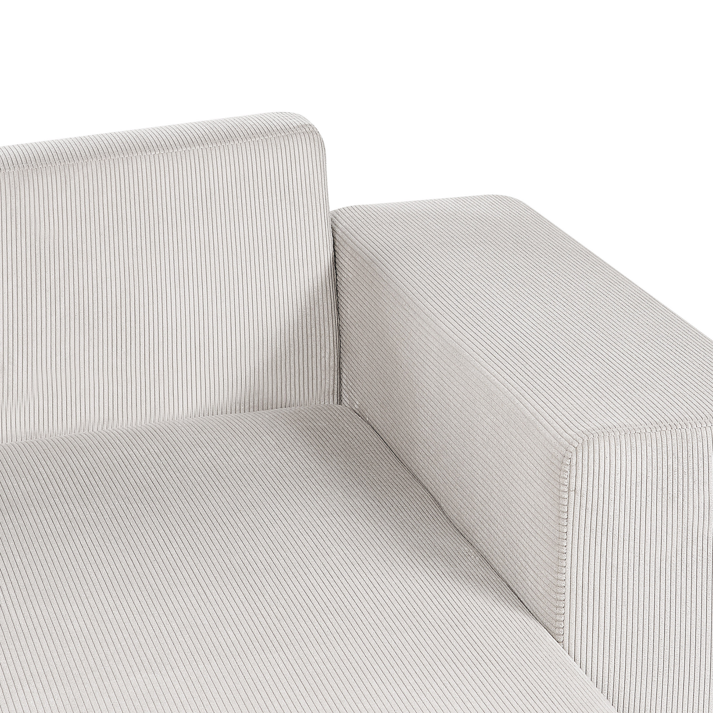 3-Sitzer Ecksofa Cord hellbeige linksseitig mit Schlaffunktion Stauraum LUSPA