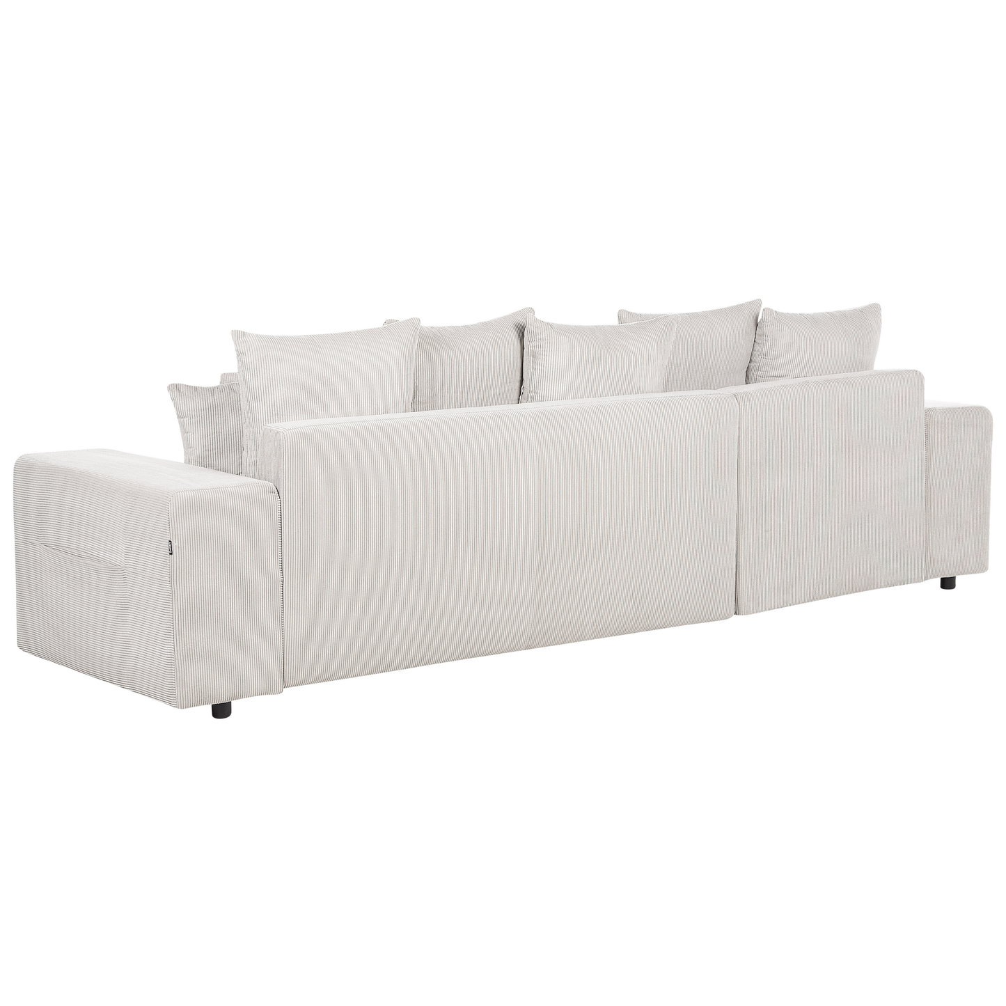 3-Sitzer Ecksofa Cord hellbeige rechtsseitig mit Schlaffunktion Stauraum LUSPA