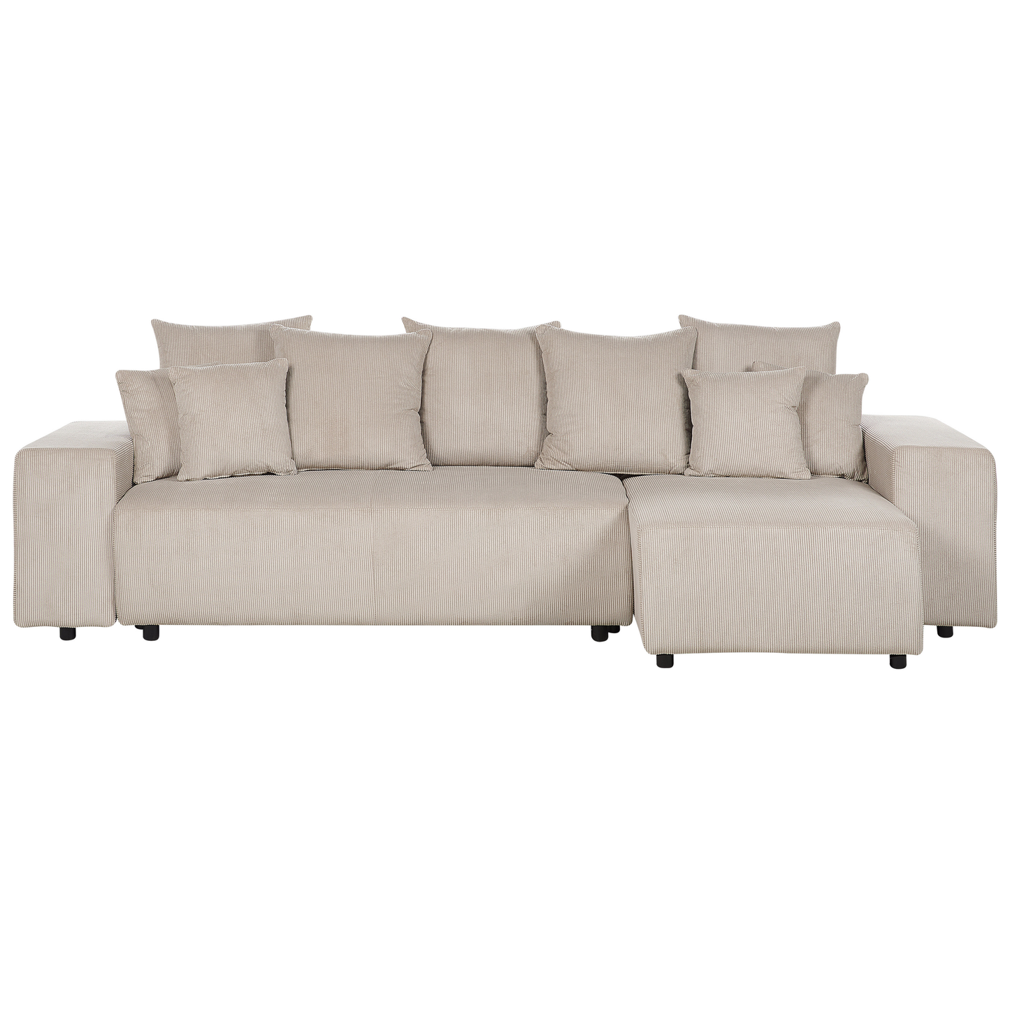 3-Sitzer Ecksofa Cord taupe linksseitig mit Schlaffunktion Stauraum LUSPA