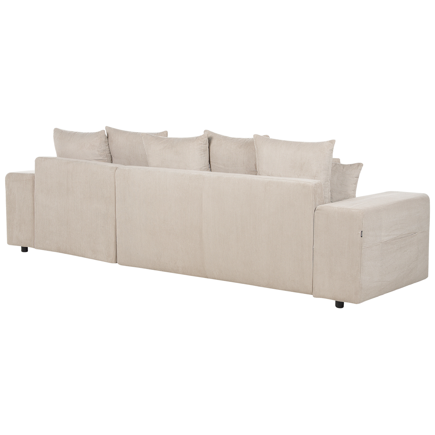 3-Sitzer Ecksofa Cord taupe linksseitig mit Schlaffunktion Stauraum LUSPA