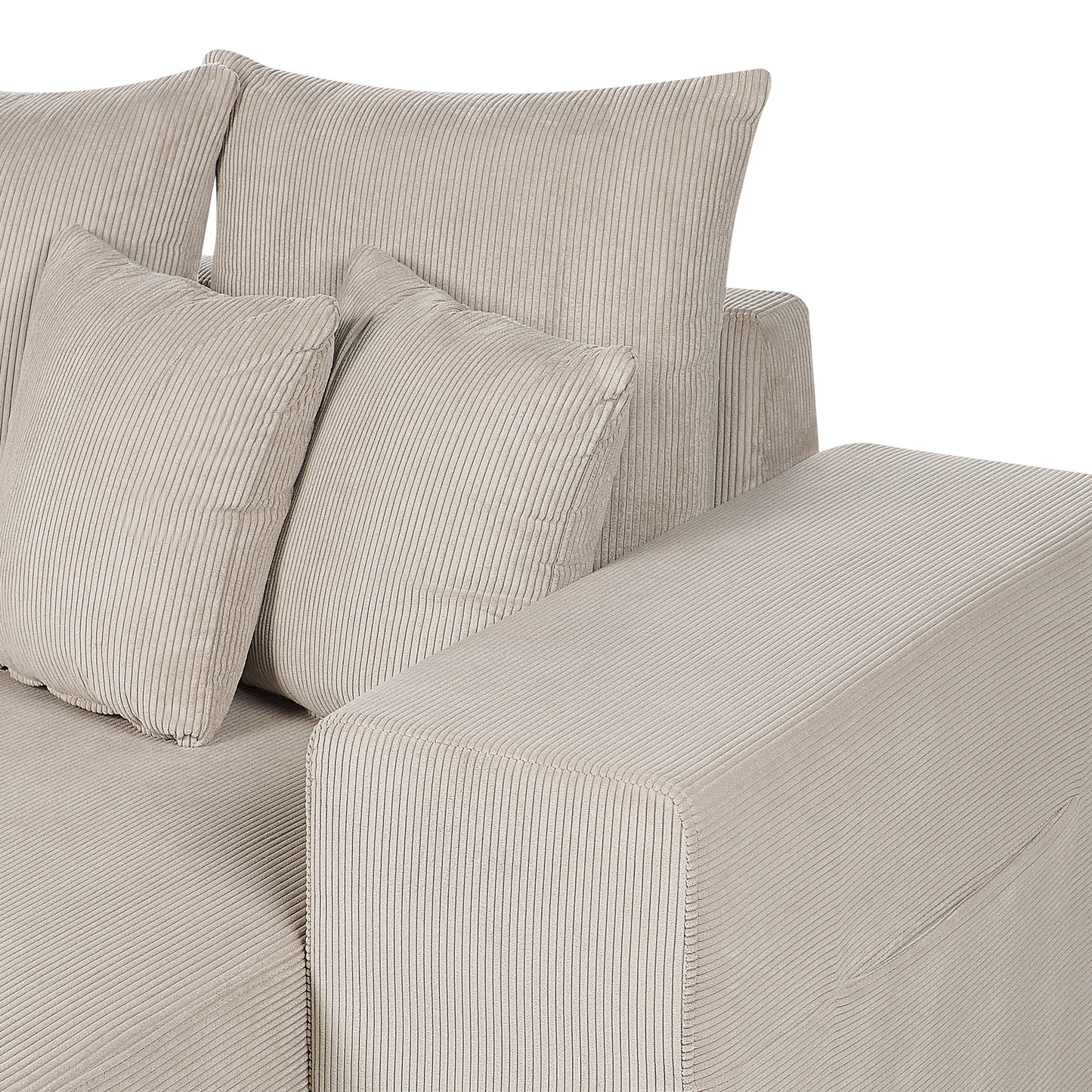 3-Sitzer Ecksofa Cord taupe linksseitig mit Schlaffunktion Stauraum LUSPA