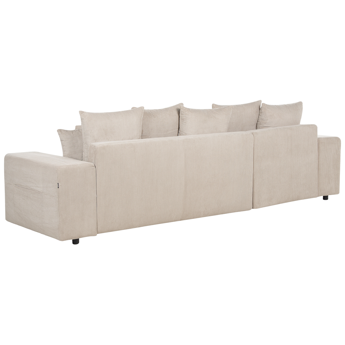 3-Sitzer Ecksofa Cord taupe rechtsseitig mit Schlaffunktion Stauraum LUSPA