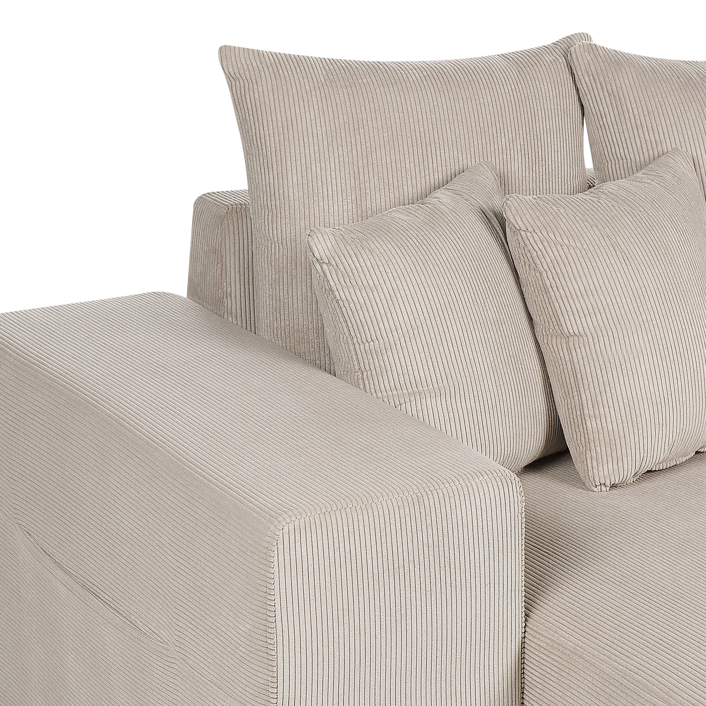 3-Sitzer Ecksofa Cord taupe rechtsseitig mit Schlaffunktion Stauraum LUSPA