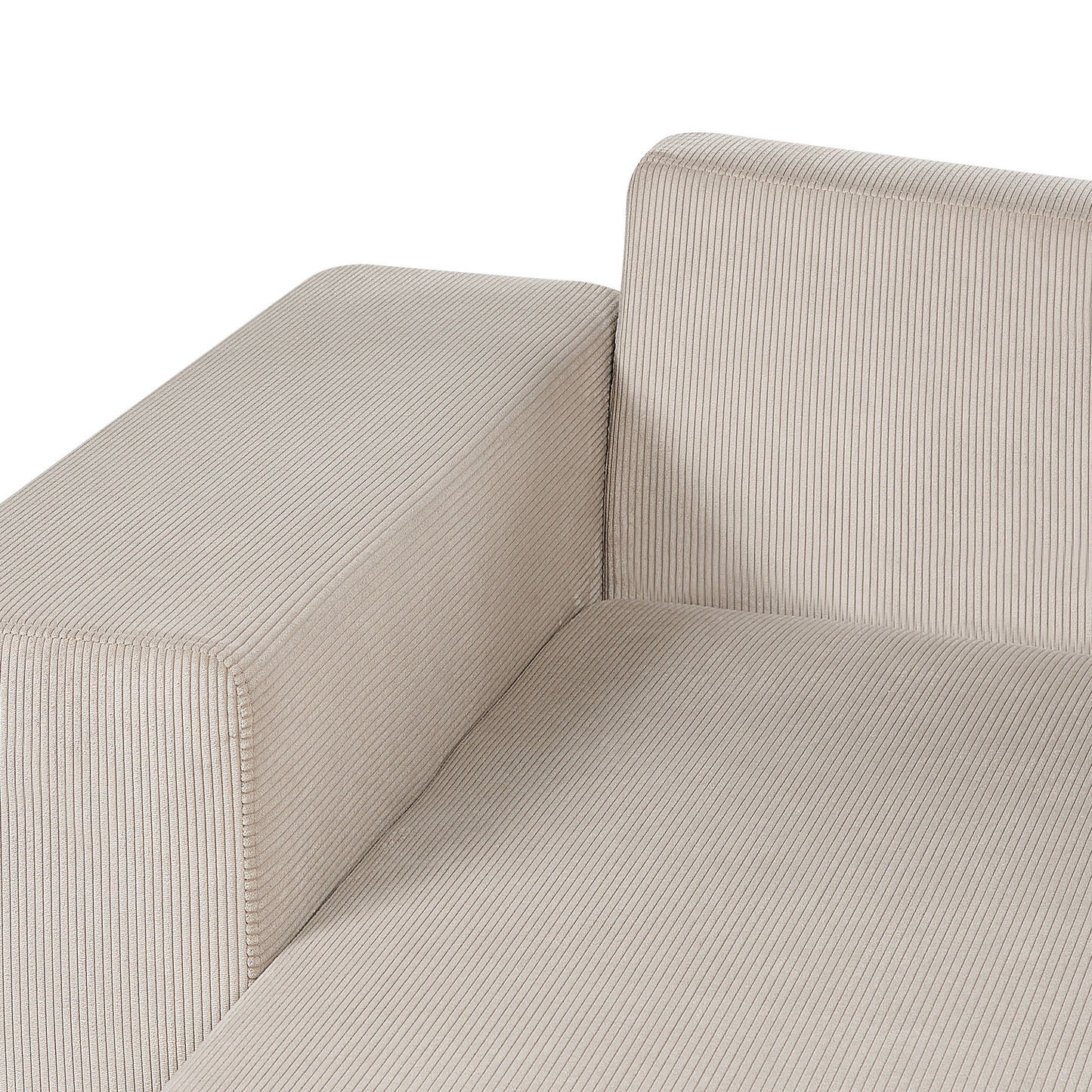 3-Sitzer Ecksofa Cord taupe rechtsseitig mit Schlaffunktion Stauraum LUSPA