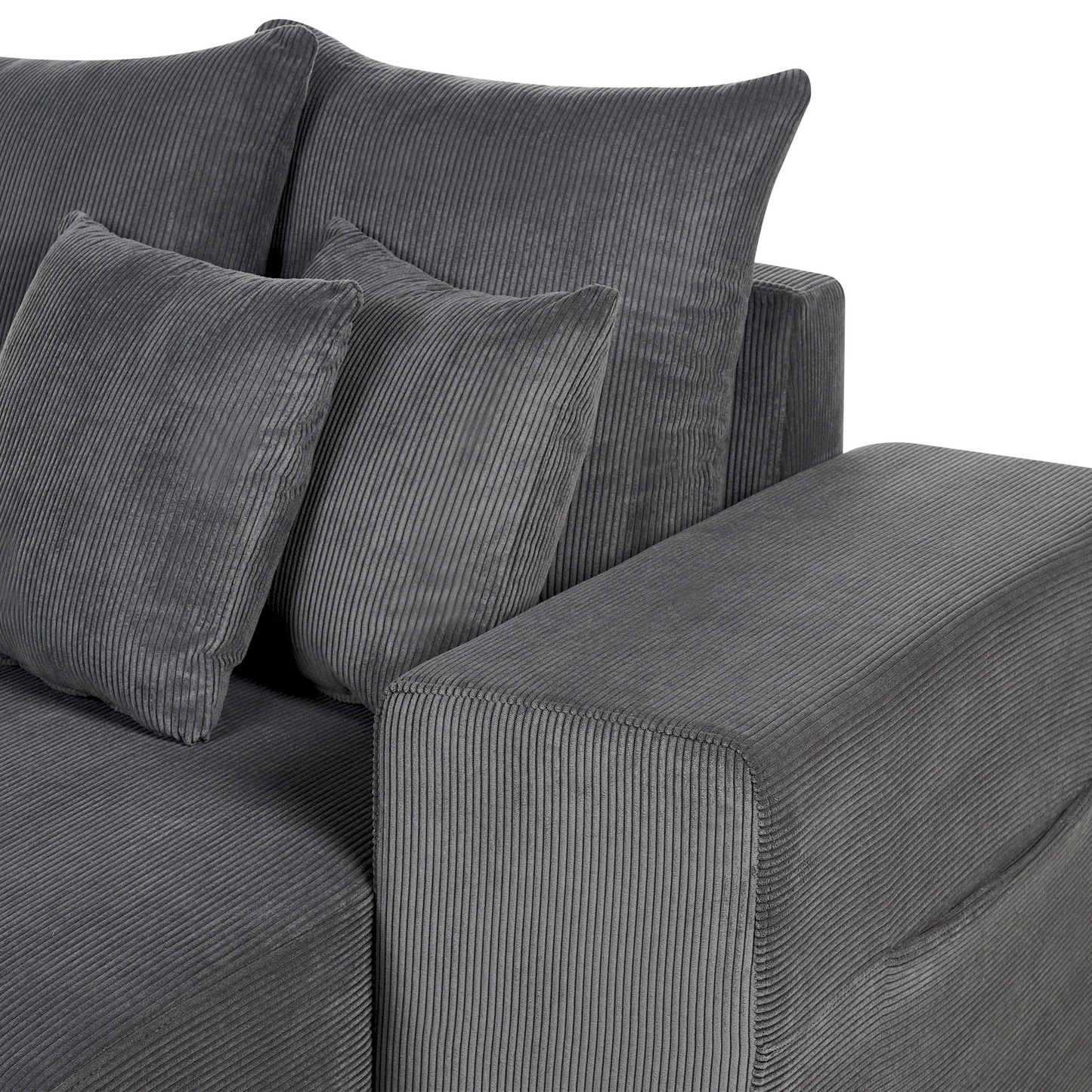 3-Sitzer Ecksofa Cord dunkelgrau linksseitig mit Schlaffunktion Stauraum LUSPA