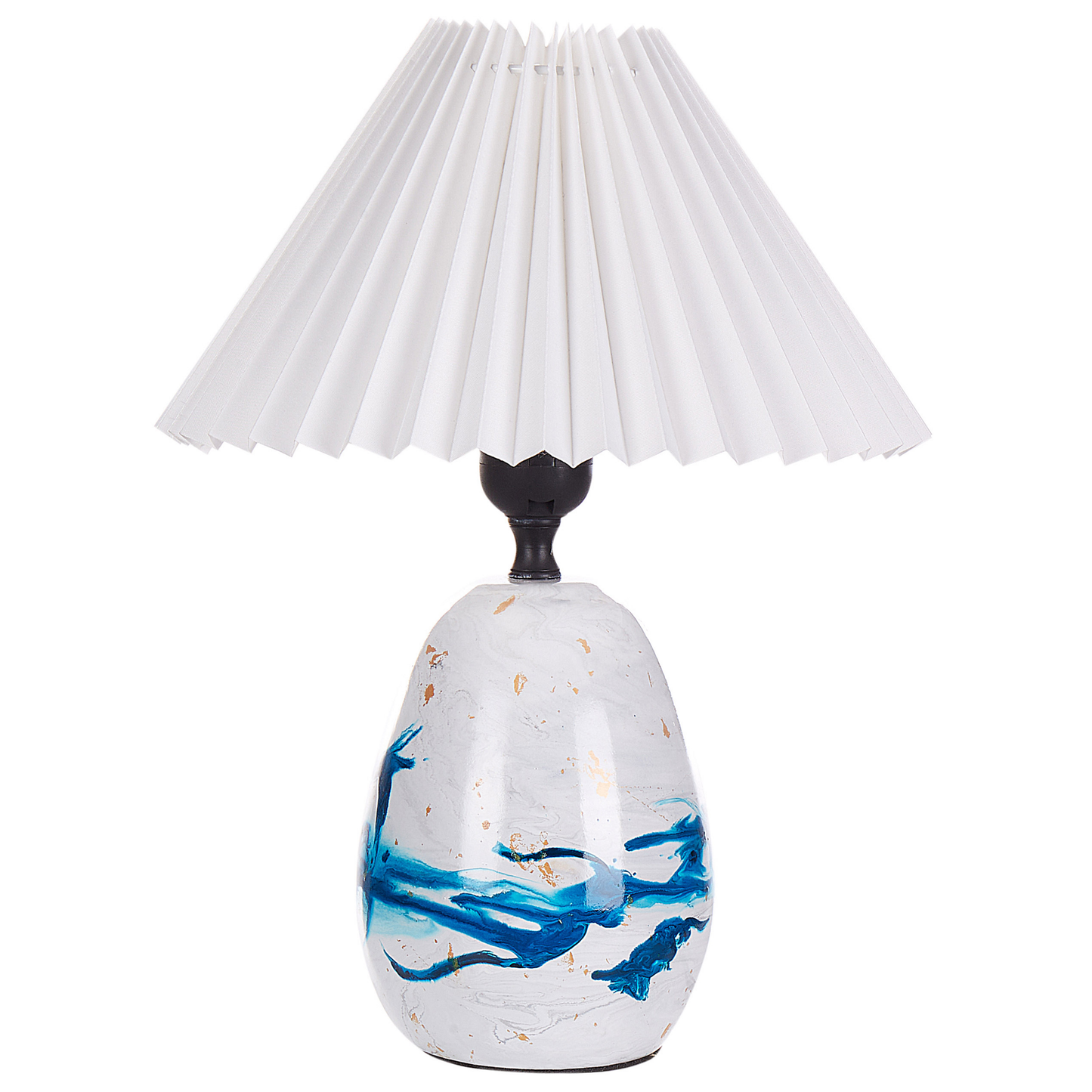 Tischlampe 2er Set Keramik weiss / blau 35 cm Kegelform GENFEL