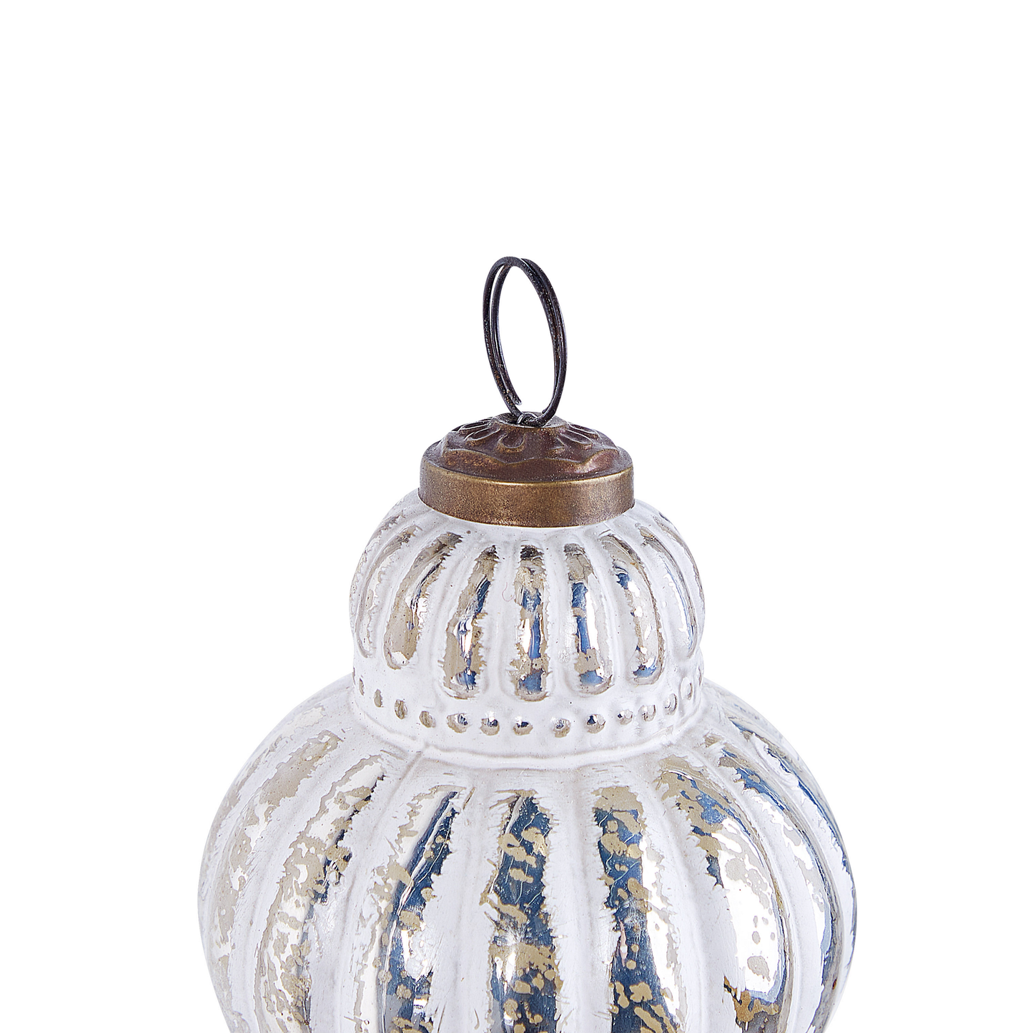 Weihnachtskugel 6er Set Glas silber / weiss Antik-Optik CREMEUX