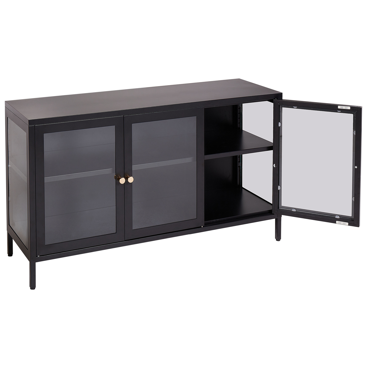 Vitrine mit Glastüren NEWPORT Metall 115 cm Schwarz