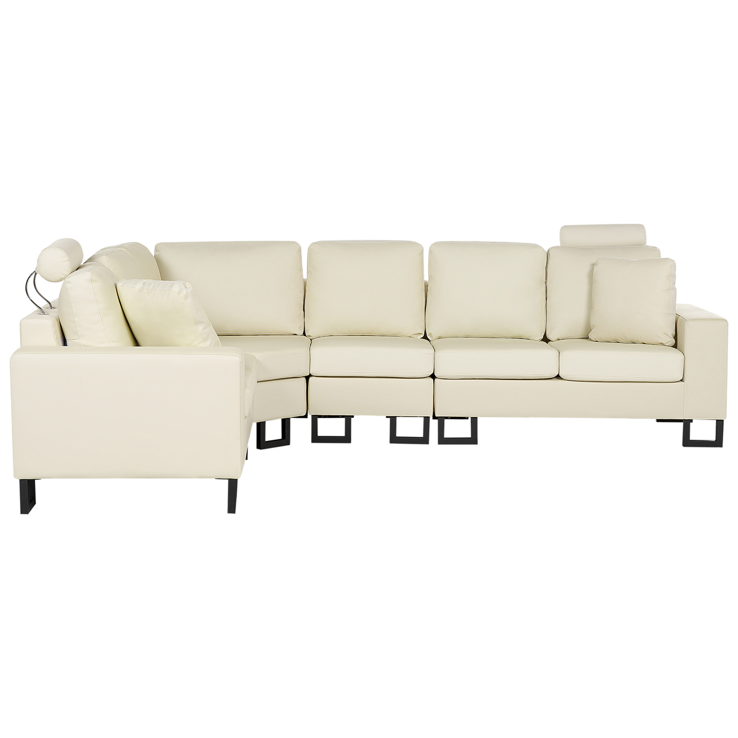 6-Sitzer Ecksofa Leder creme rechtsseitig STOCKHOLM II