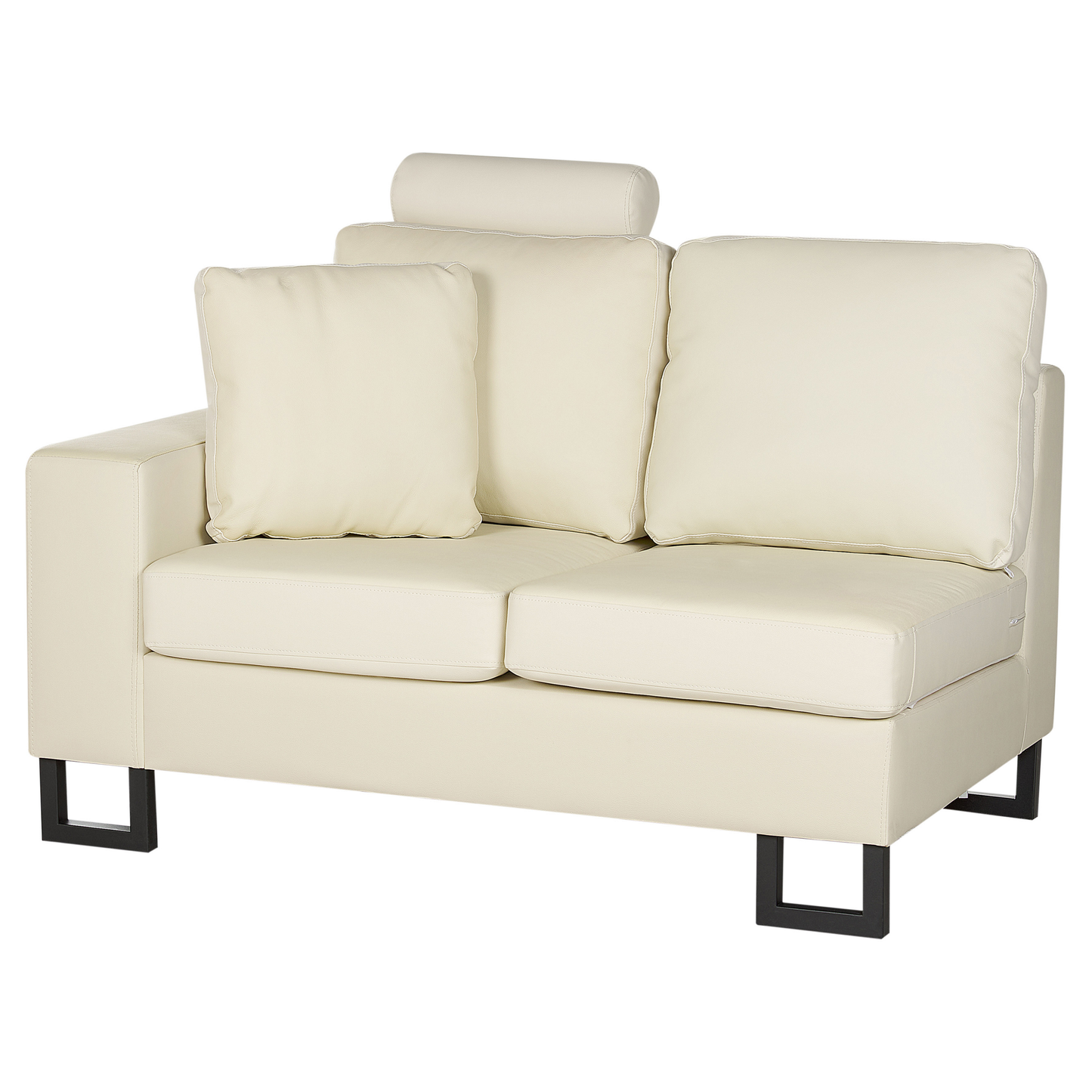 6-Sitzer Ecksofa Leder creme rechtsseitig STOCKHOLM II