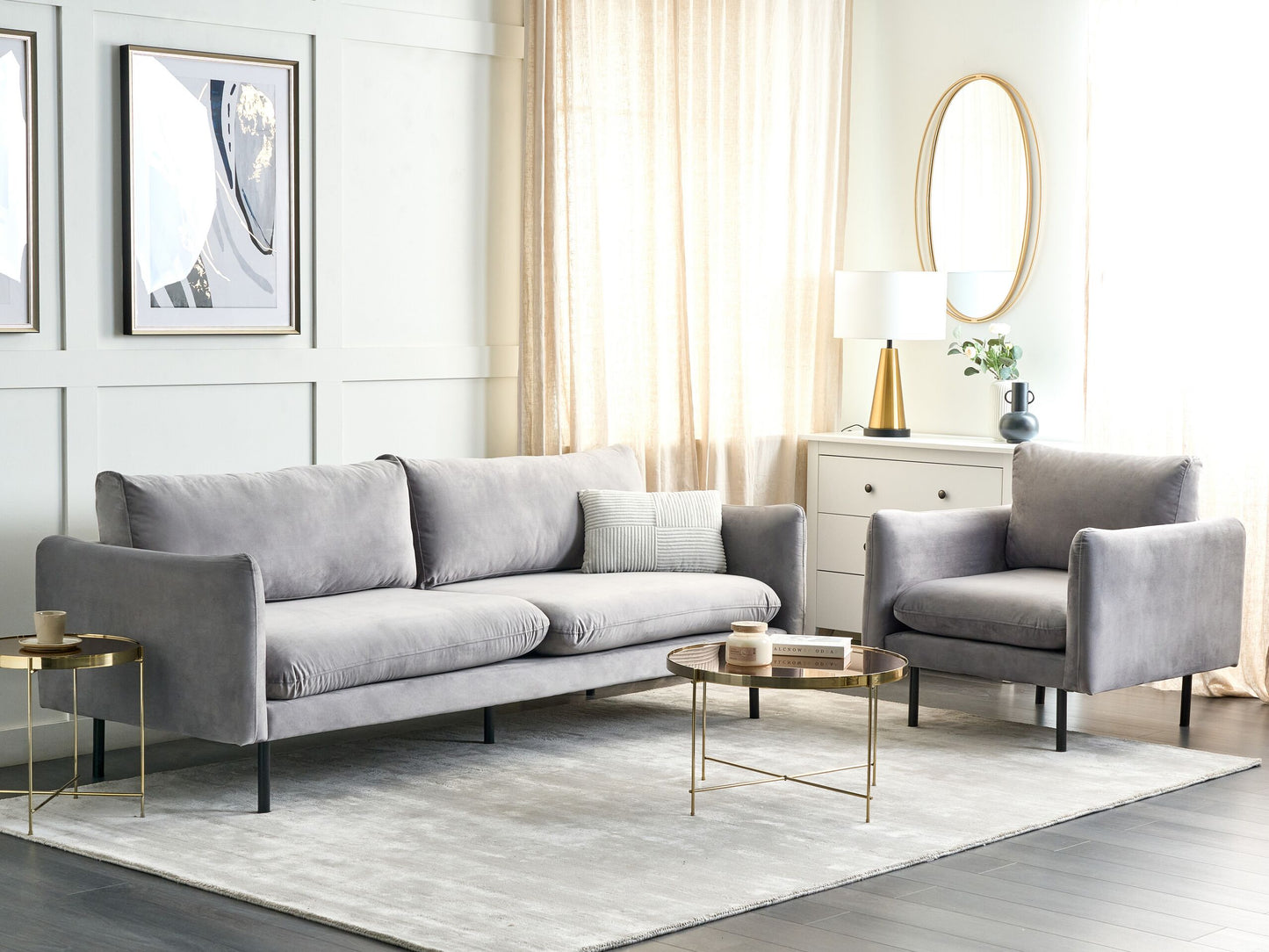 Sofa Set Samtstoff grau 4-Sitzer VINTERBRO
