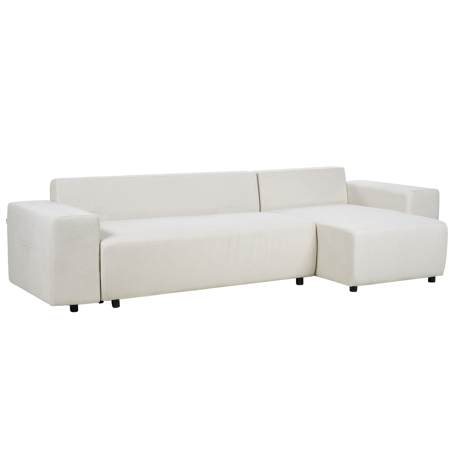 3-Sitzer Ecksofa hellbeige linksseitig mit Schlaffunktion Stauraum LUSPA