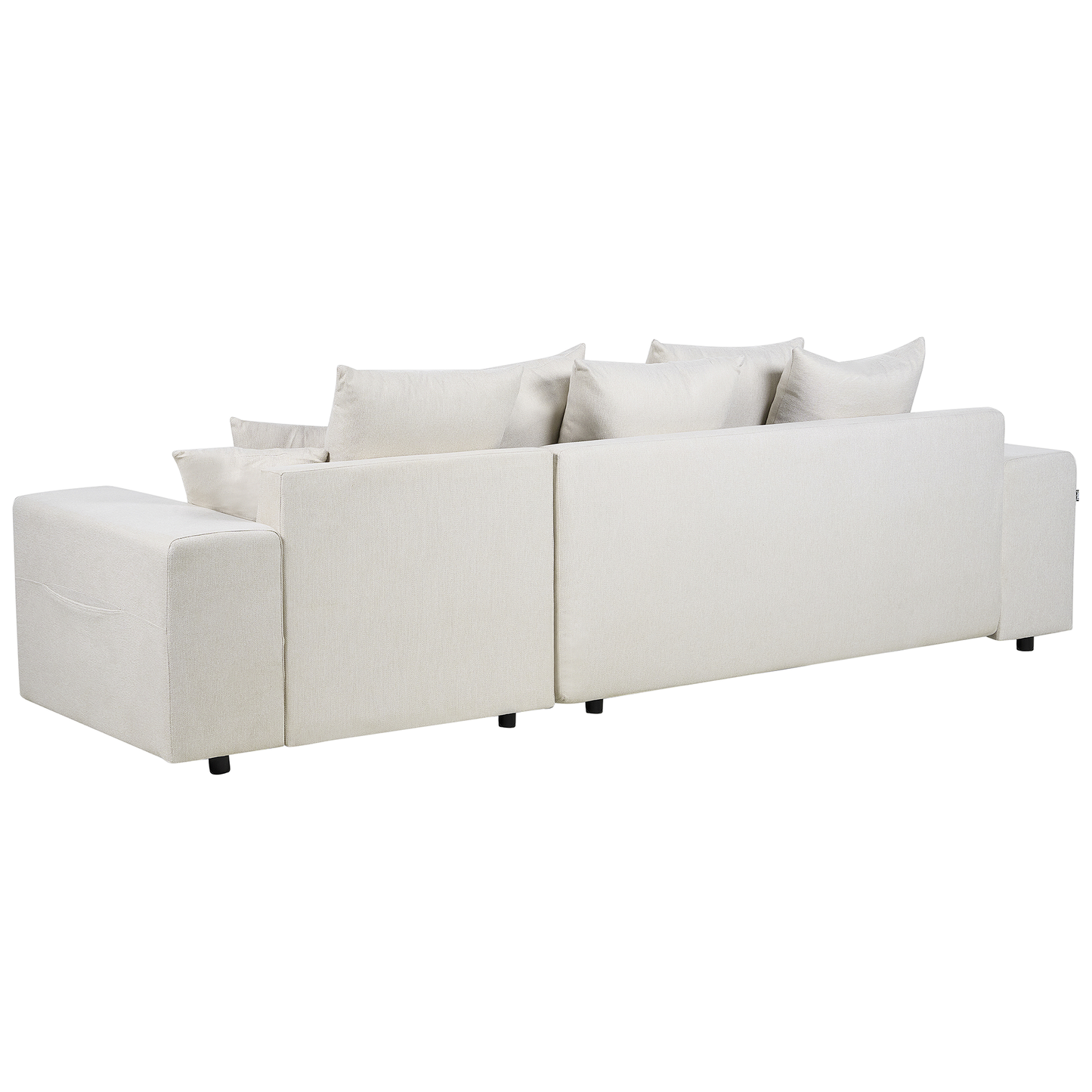 3-Sitzer Ecksofa hellbeige linksseitig mit Schlaffunktion Stauraum LUSPA