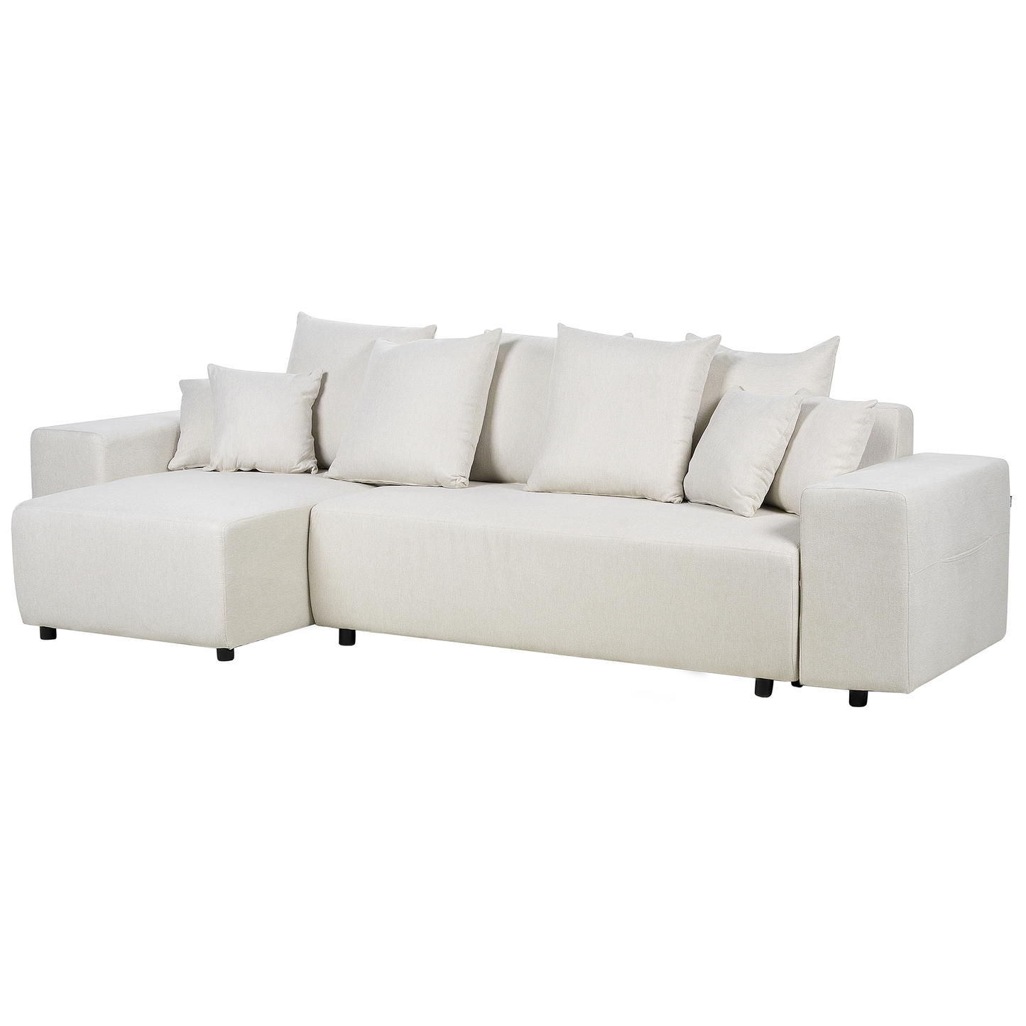 3-Sitzer Ecksofa hellbeige rechtsseitig mit Schlaffunktion Stauraum LUSPA