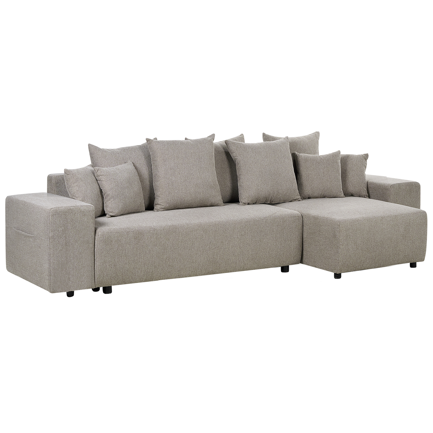 3-Sitzer Ecksofa taupe linksseitig mit Schlaffunktion Stauraum LUSPA