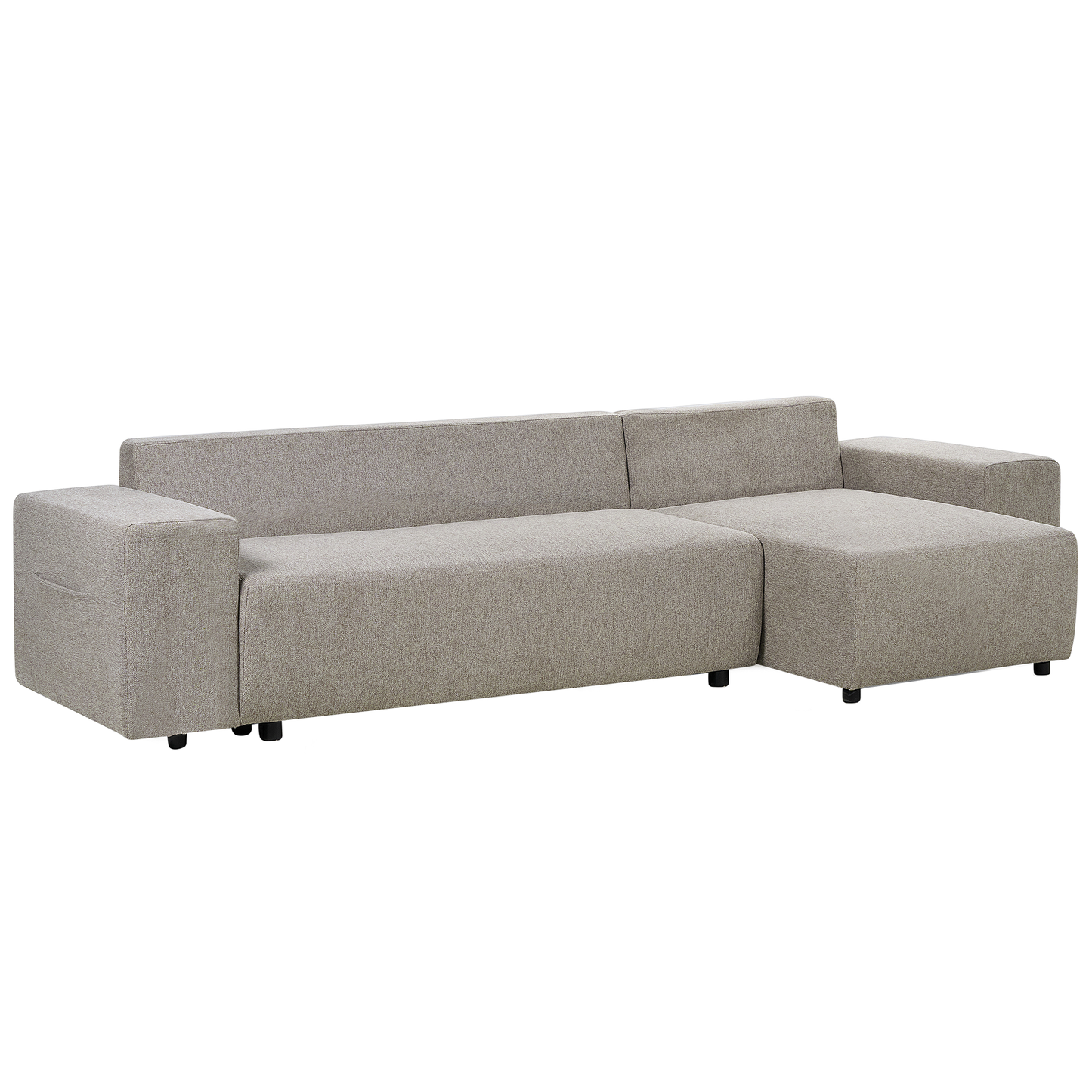 3-Sitzer Ecksofa taupe linksseitig mit Schlaffunktion Stauraum LUSPA
