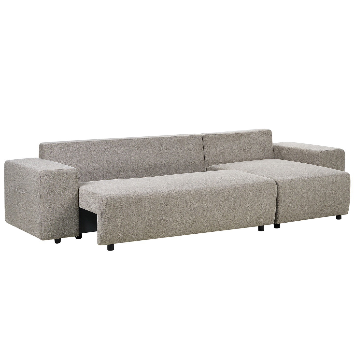 3-Sitzer Ecksofa taupe linksseitig mit Schlaffunktion Stauraum LUSPA