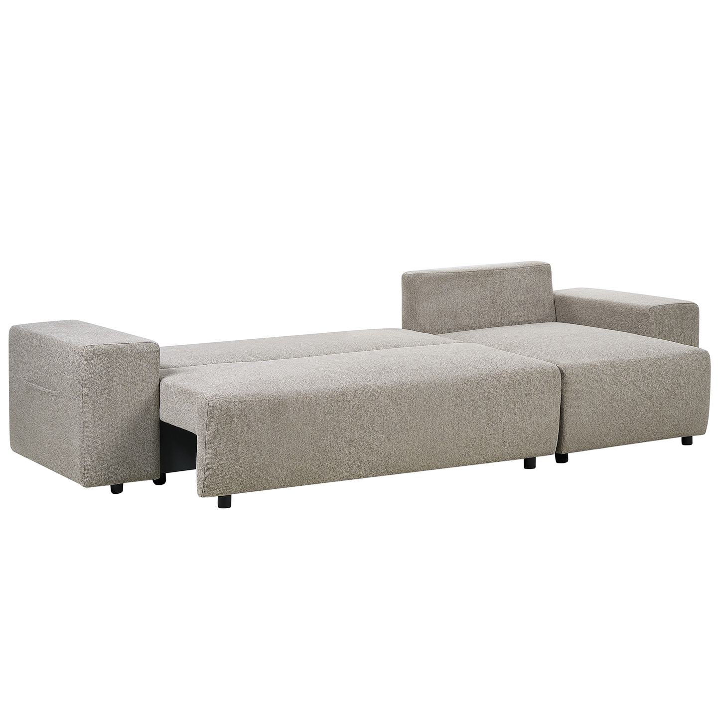 3-Sitzer Ecksofa taupe linksseitig mit Schlaffunktion Stauraum LUSPA