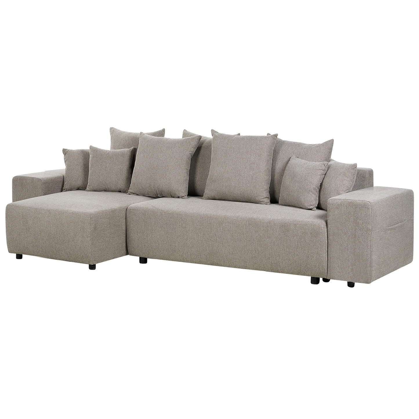 3-Sitzer Ecksofa taupe rechtsseitig mit Schlaffunktion Stauraum LUSPA