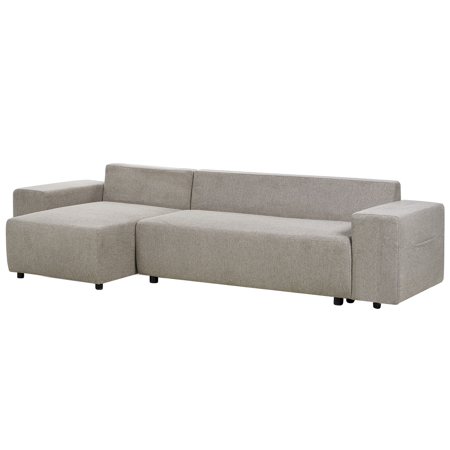 3-Sitzer Ecksofa taupe rechtsseitig mit Schlaffunktion Stauraum LUSPA