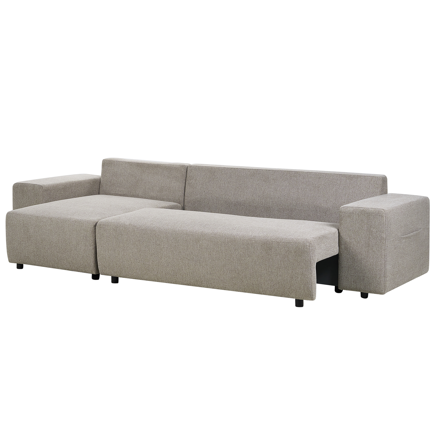 3-Sitzer Ecksofa taupe rechtsseitig mit Schlaffunktion Stauraum LUSPA