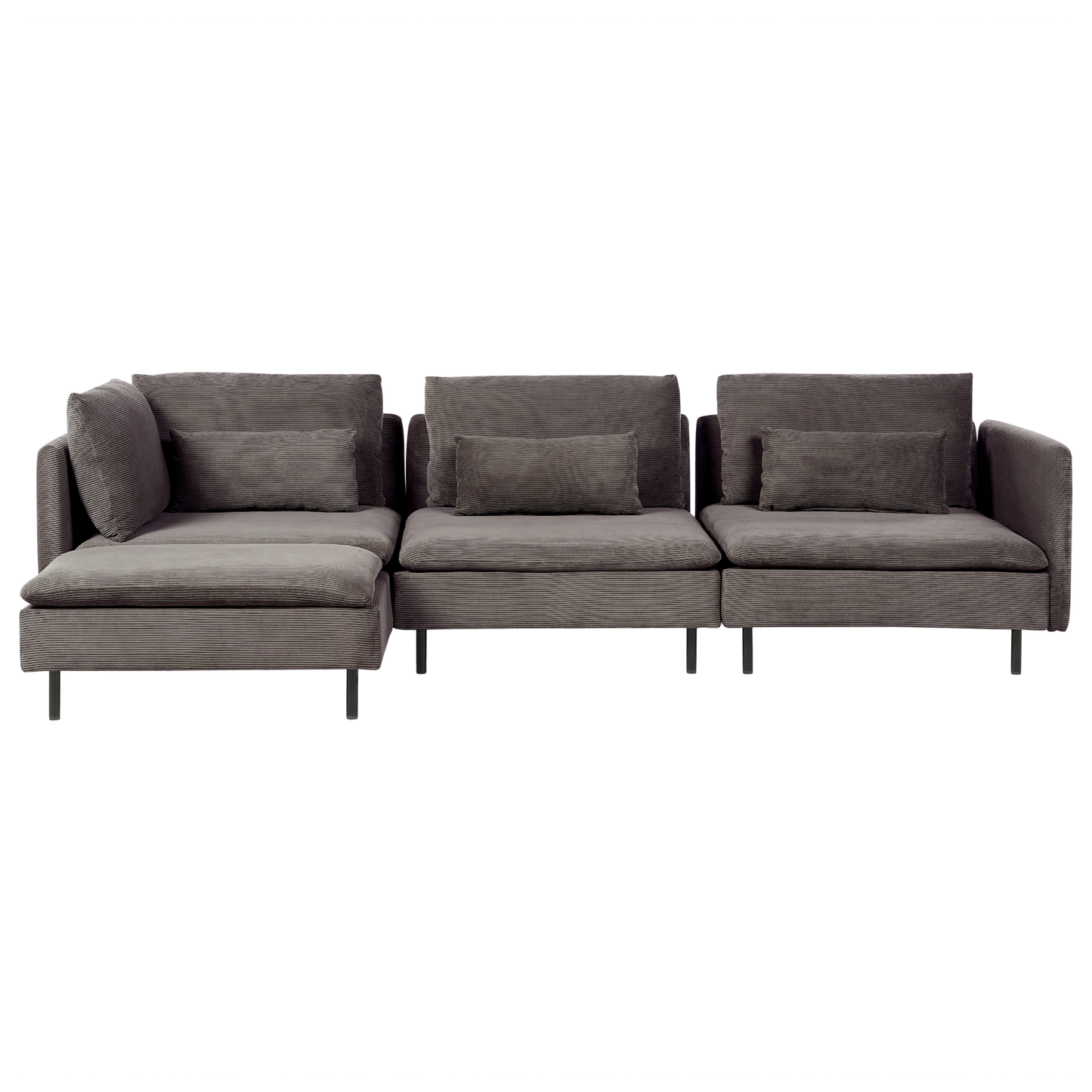 3-Sitzer Ecksofa Cord dunkelbraun rechtsseitig EGERIS