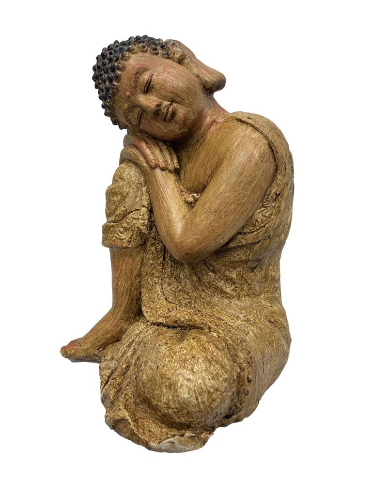 Deko Figur Buddha sitzend braun gewischt