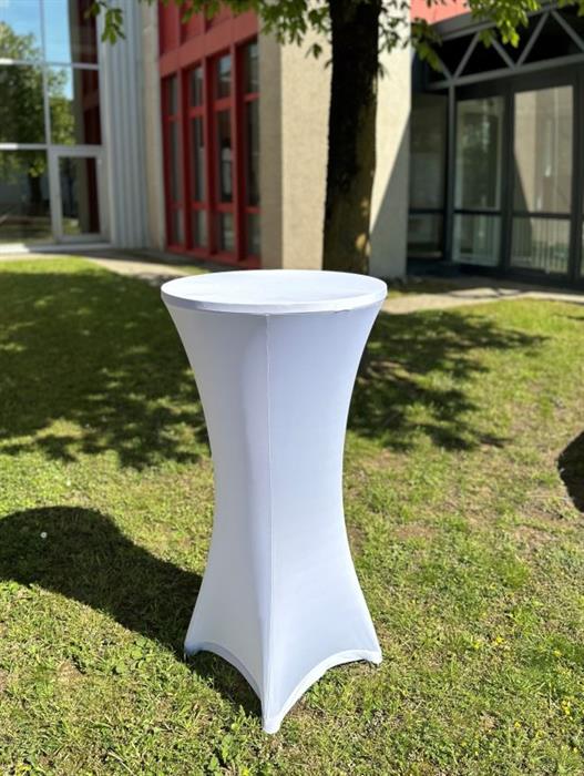 Stehtisch Stretch Husse Weiss 120cm Höhe, Durchmesser 60-65cm