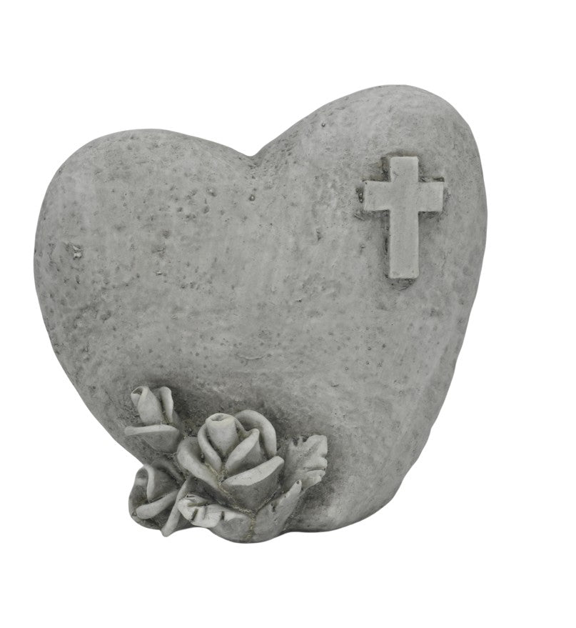 Trauerherz mit Blumen und Kreuz