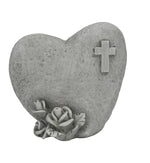 Trauerherz mit Blumen und Kreuz