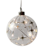 LED Glas Kugel mit Sternen Design mit 12 LED Farbe Sternen: Gold Kugel D:12cm