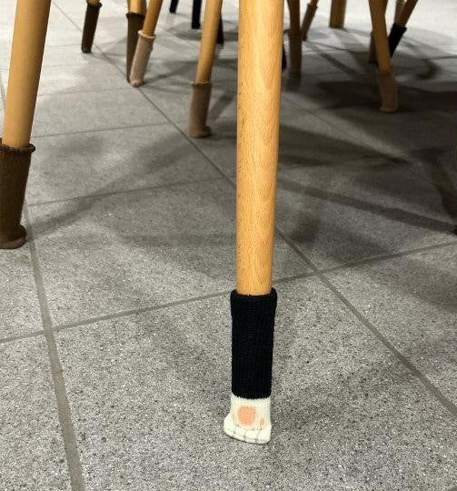 Stuhlsocken schwarz weiss Katzenpfoten für Möbel Tisch / Stuhl / Boden Schoner