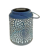 LED Solar Laterne in Blau aus Metall D12.5cm x H17.5cm