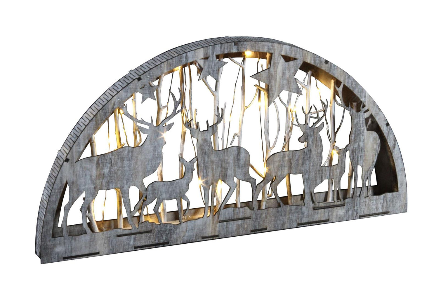 LED Diorama Holz Bogen 
20 LED-B:56cm, Antic White Holz m.Antic white Hirschen