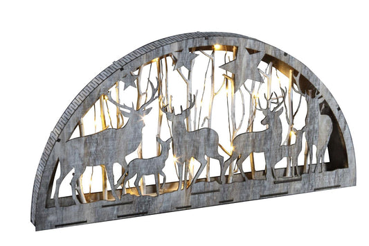 LED Diorama Holz Bogen 
20 LED-B:56cm, Antic White Holz m.Antic white Hirschen