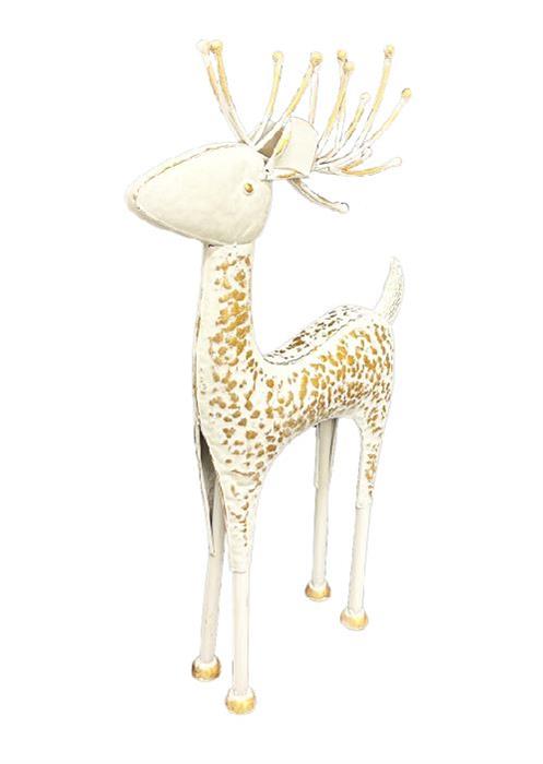 Deko Hirsch aus Metall weiss gold H73cm