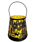 Laterne Forest mit Henkel aus Metall schwarz gold D20cm x H23cm